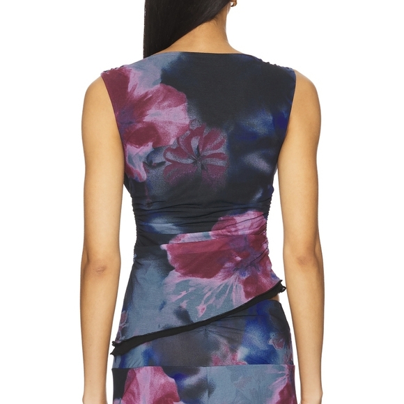 Floral Sleeveless Top - Blue and Purple - Picture 3 of 10